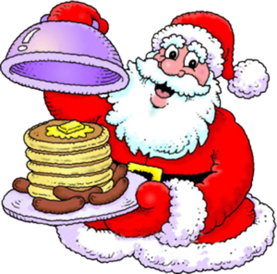 Santa with a big plate of pancakes